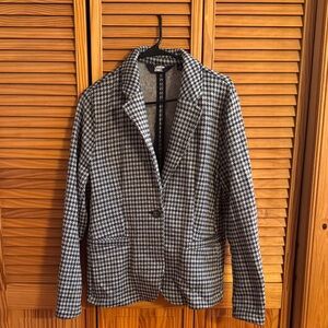 Lands' End Black and White Houndstooth Blazer